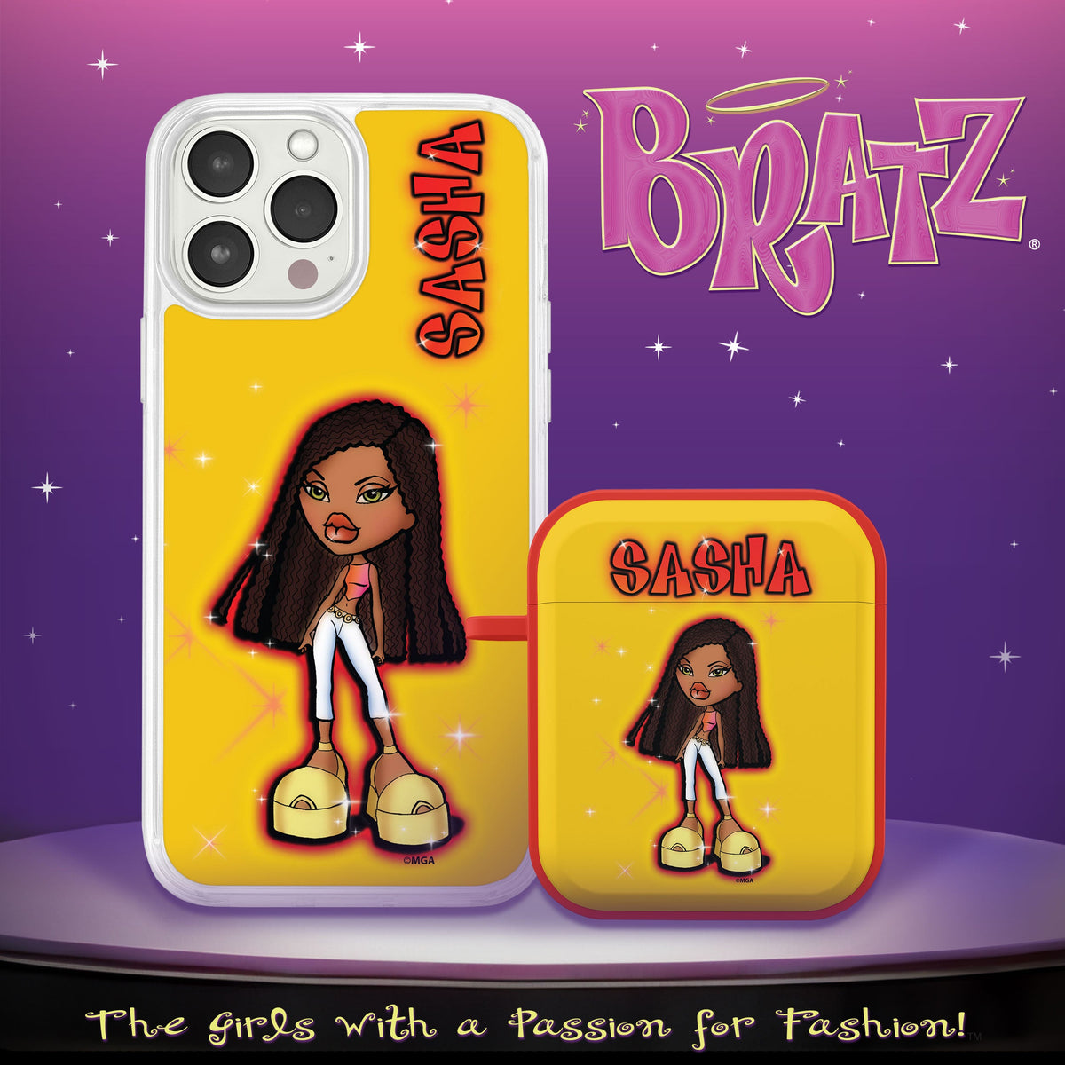 Bratz® Passion For Fashion HD Apple iPhone 14 Mag-Safe Phone Case and AirPods Gen 1 & 2 Combo Package