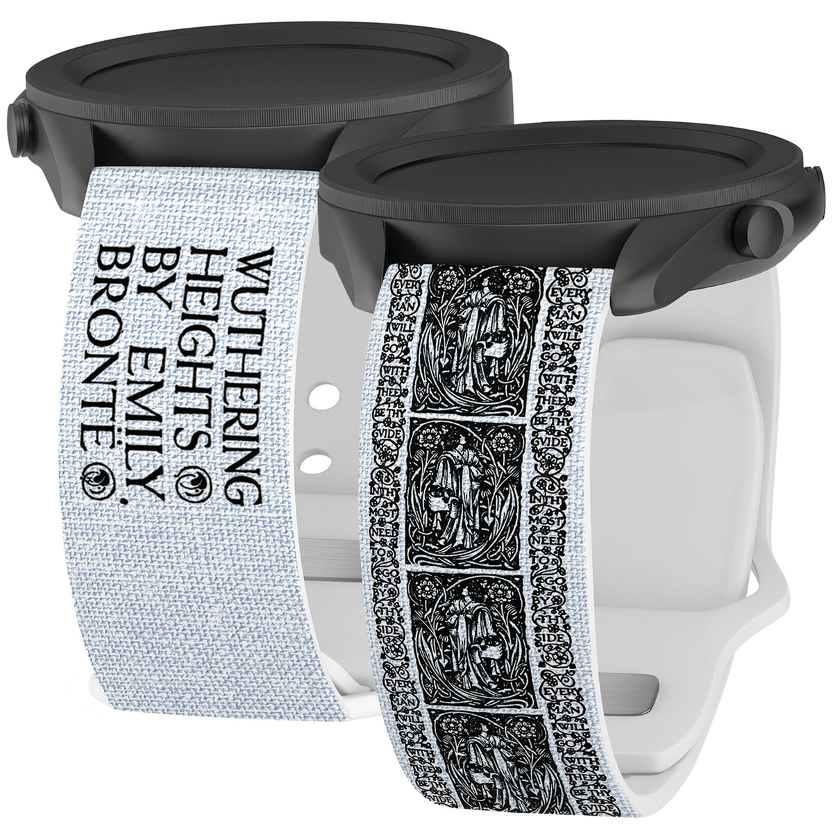 Classic Books HD Samsung Galaxy Watch 4-7 Watch Band - Arleathercraft Wuthering Heights Emily Bronte / Short