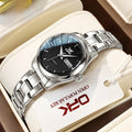 Women's Stainless Steel Watch Black Dial Dual Calendar