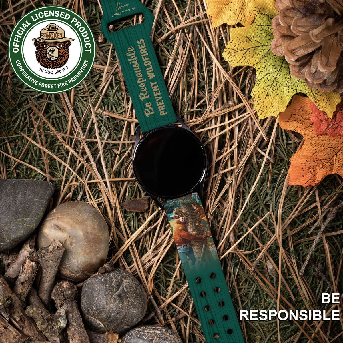Smokey Bear Classic HD  Watchband for Samsung, Garmin, Fossil, and More
