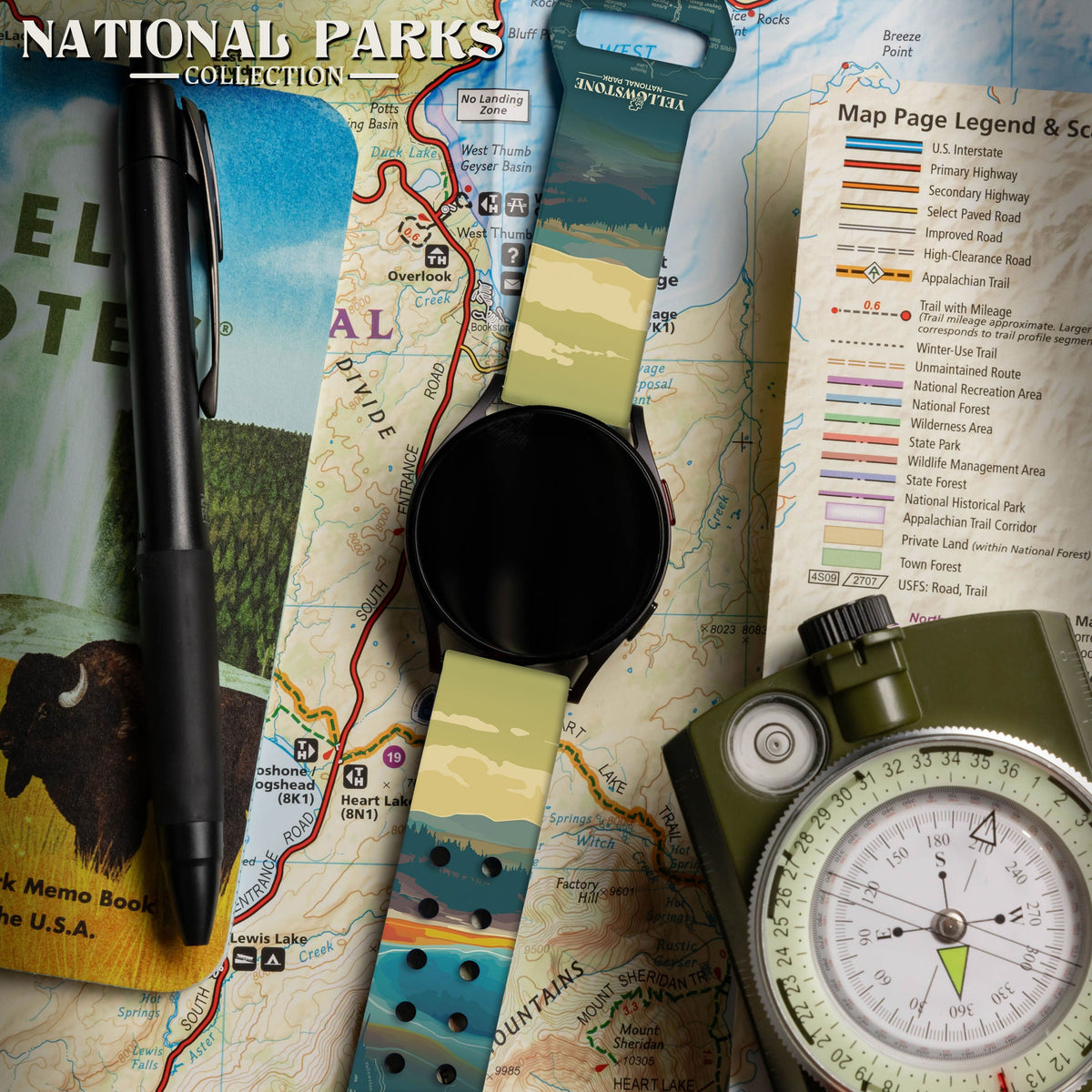 National Parks Yellowstone HD  Watchband for Samsung, Garmin, Fossil, and More