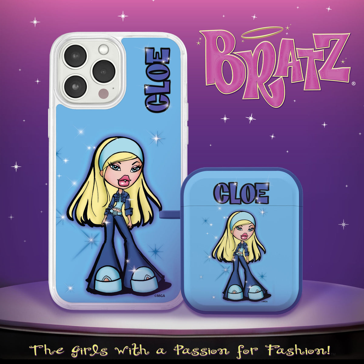 Bratz® Passion For Fashion HD Apple iPhone 15 Mag-Safe Phone Case and AirPods Gen 1 & 2 Combo Package
