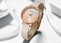 Women's Floral Rose Gold Slim Watch With Leather Band
