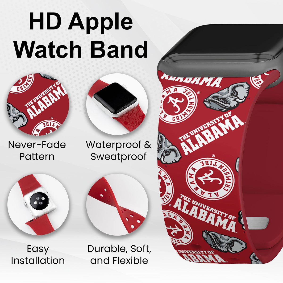 Alabama Crimson Tide HD Apple Watch Band
