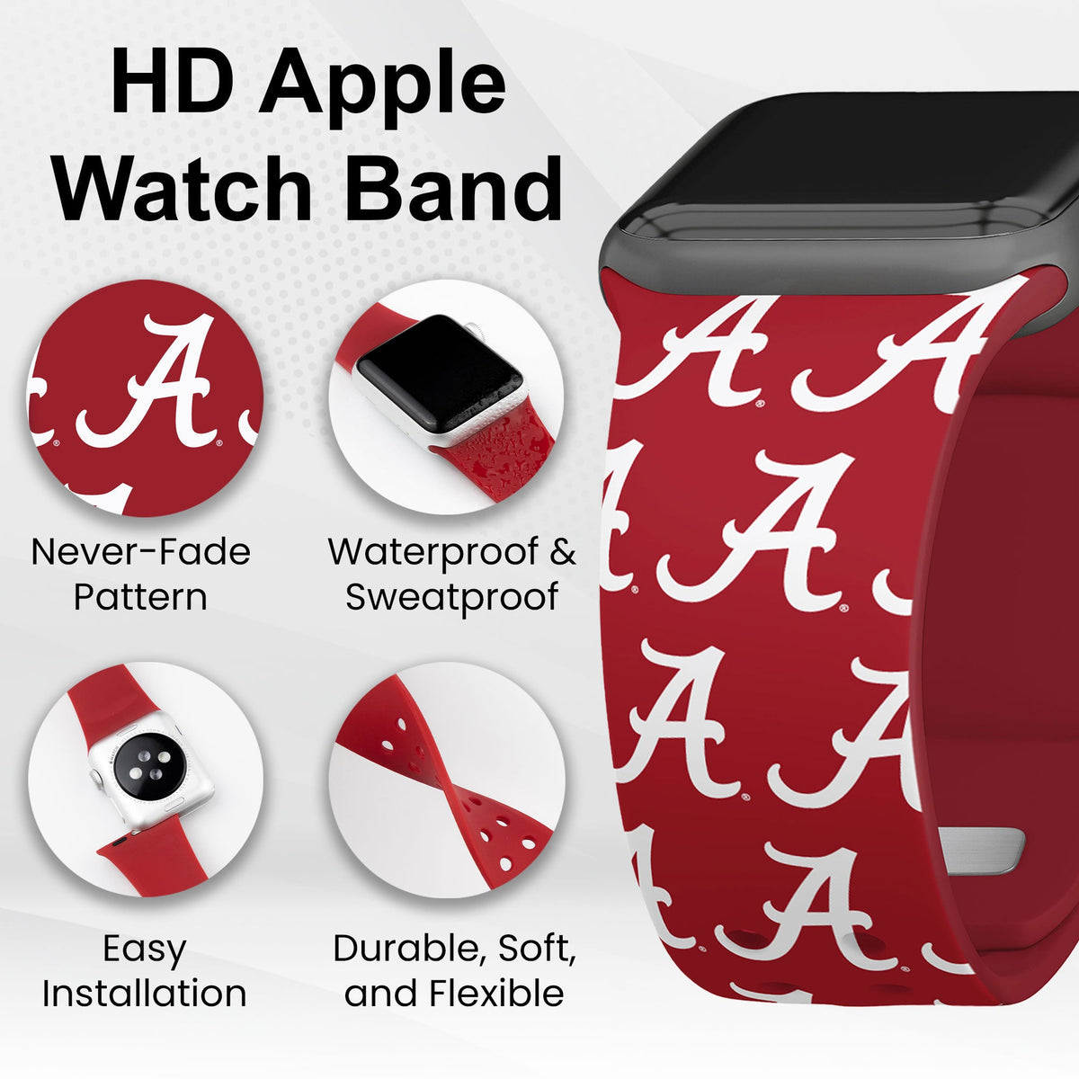 Alabama Crimson Tide HD Apple Watch Band