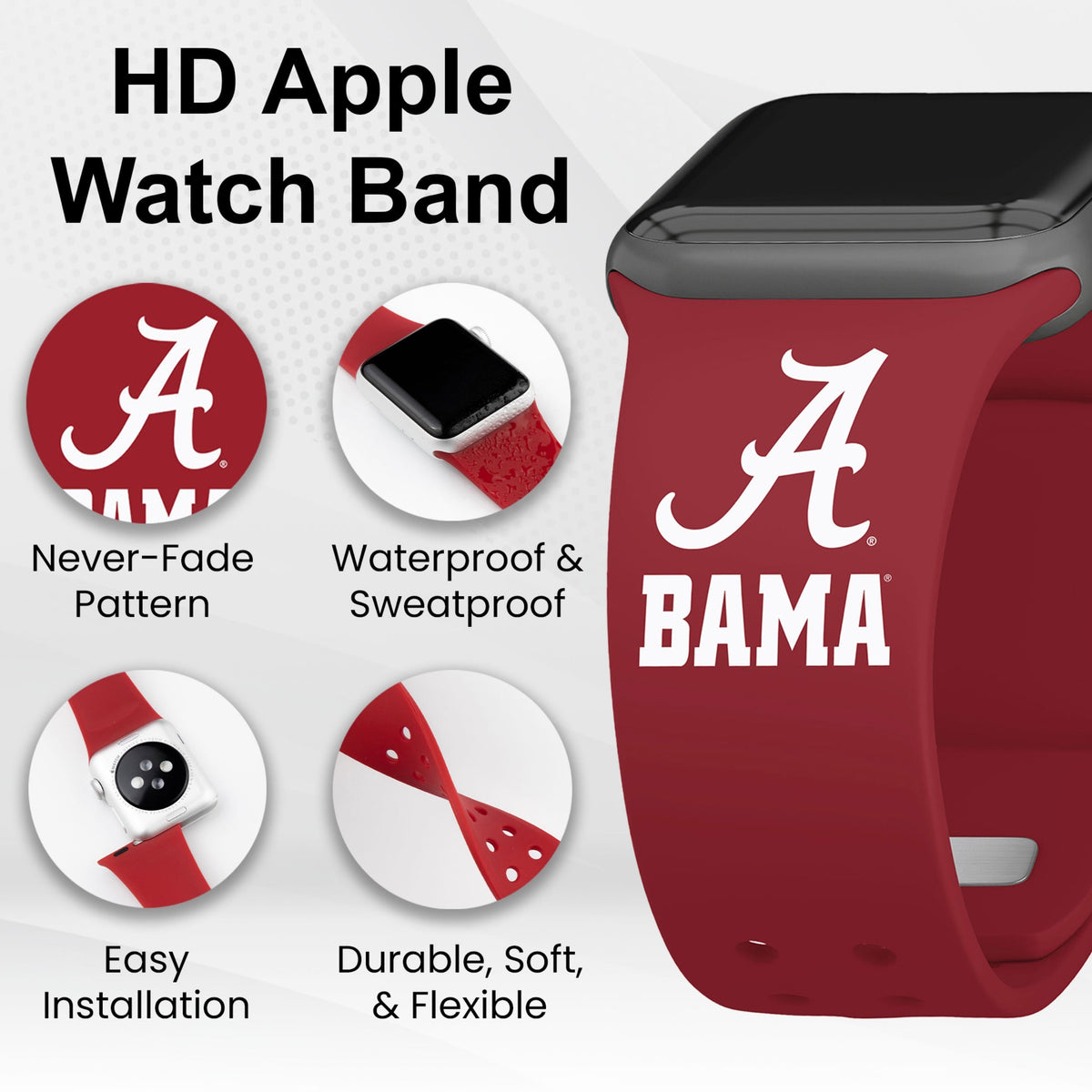 Alabama Crimson Tide HD Apple Watch Band