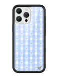Gingham Hearts | Blue iPhone Case - Arleathercraft iPhone 16 Pro Max