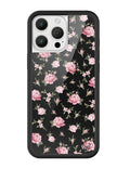Black and Pink Floral iPhone Case - Arleathercraft iPhone 16 Pro Max