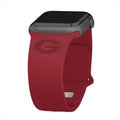 Georgia Bulldogs Engraved Apple Watch Band - Arleathercraft Crimson / 38/40/41mm(42mm Series 10)