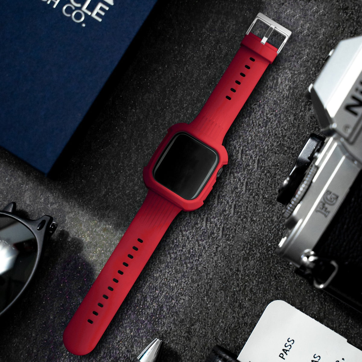 Silicone Strap with Case for Apple Watch Band