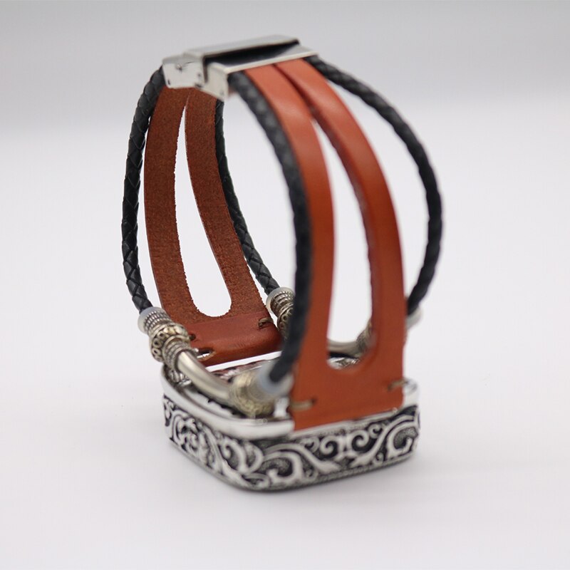 Bracelet en cuir véritable avec perles faites à la main