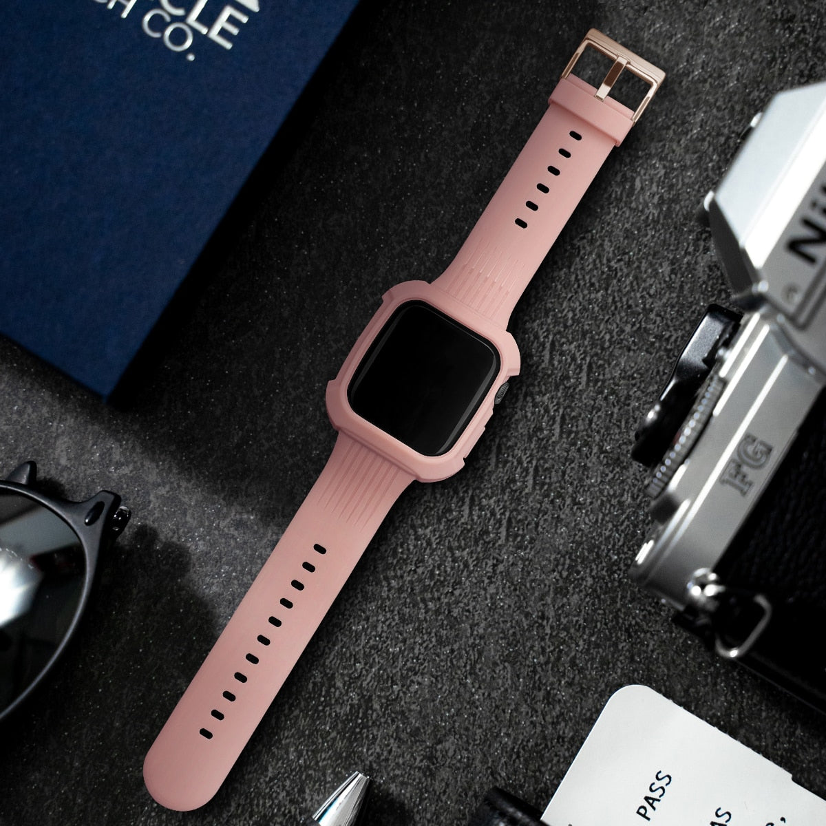 Silicone Strap with Case for Apple Watch Band