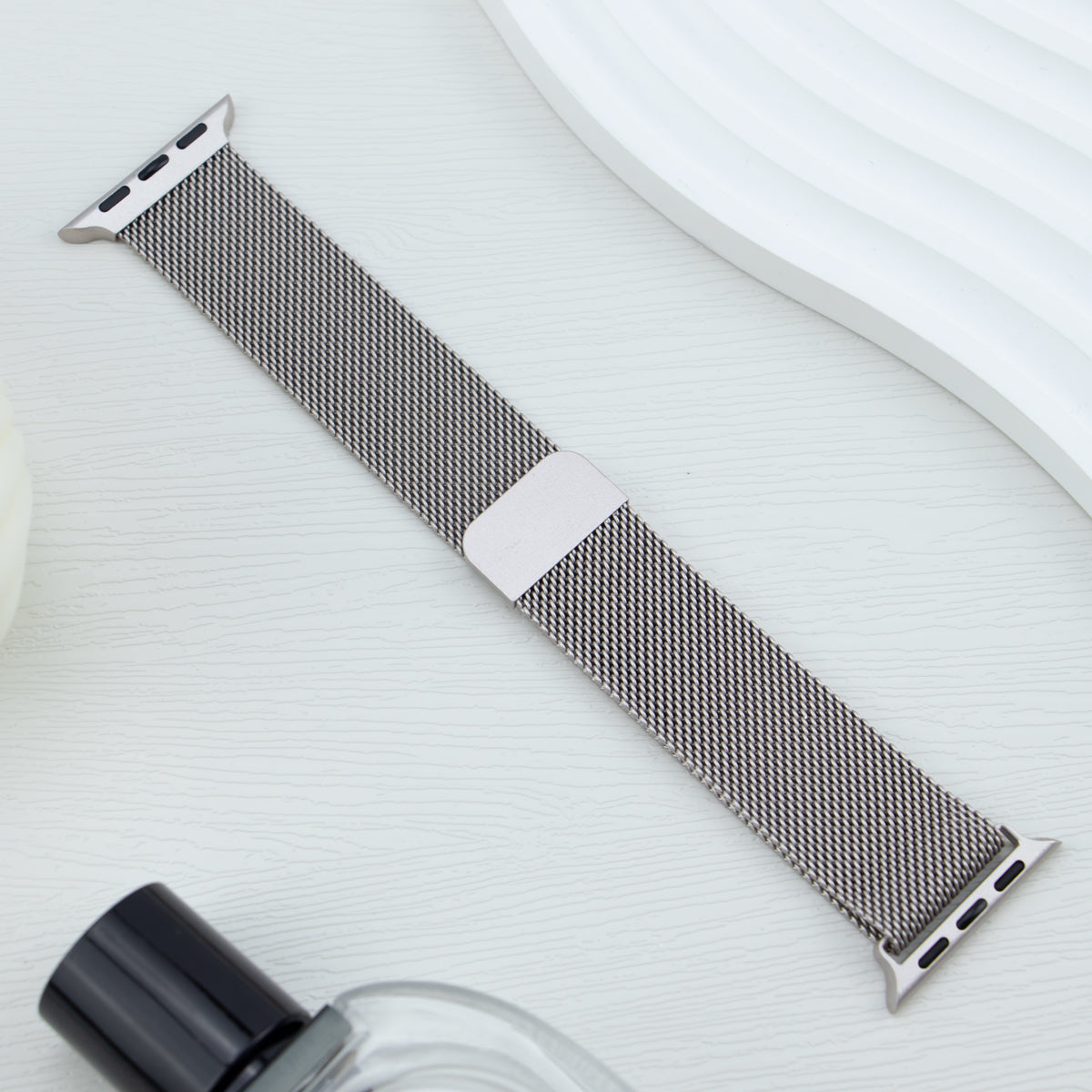 Hexagonal link Starlight Apple Watch Band in stainless steel, perfect for Series 10/9/8/7/6/5/4/SE/Ultra.