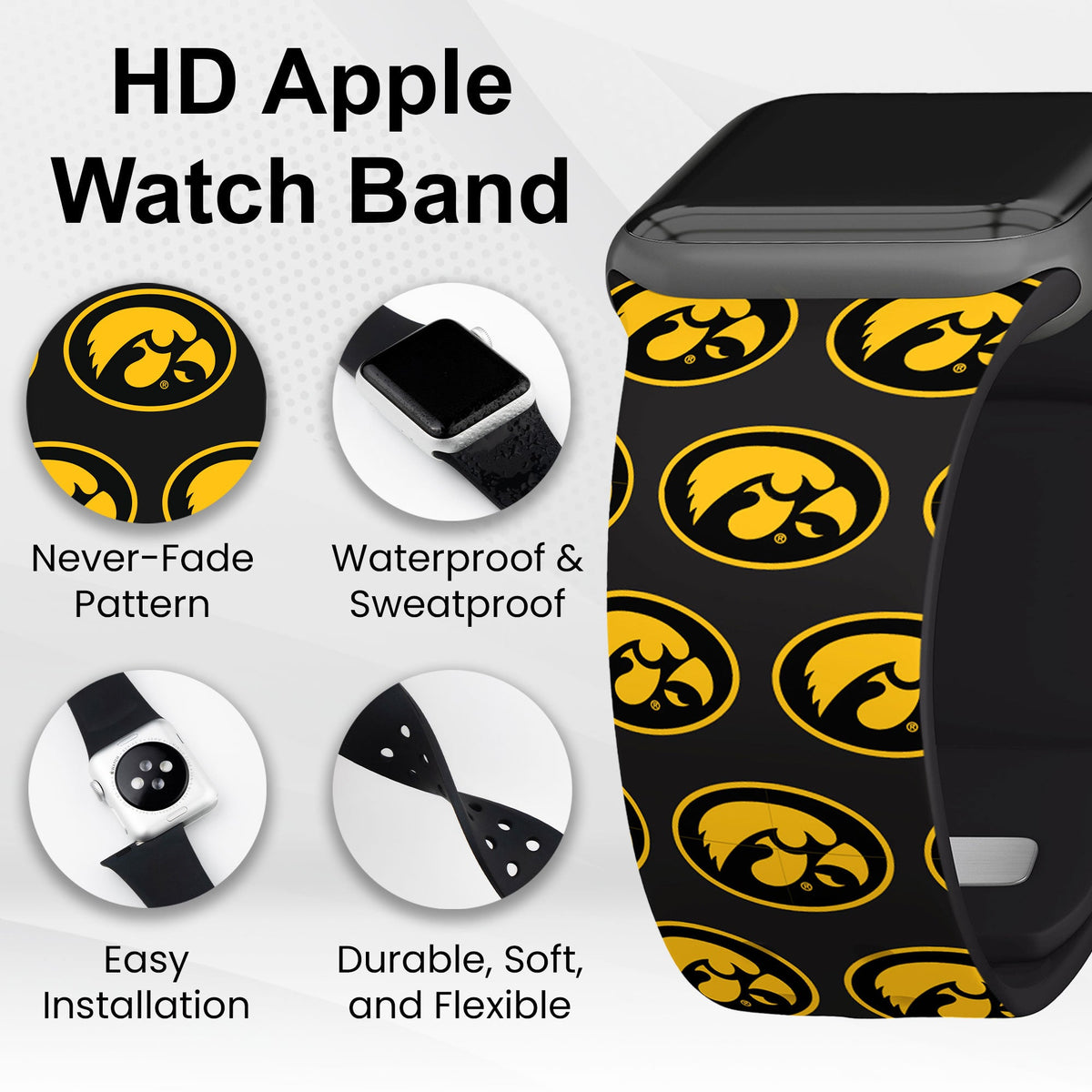 Iowa Hawkeyes HD Apple Watch Band
