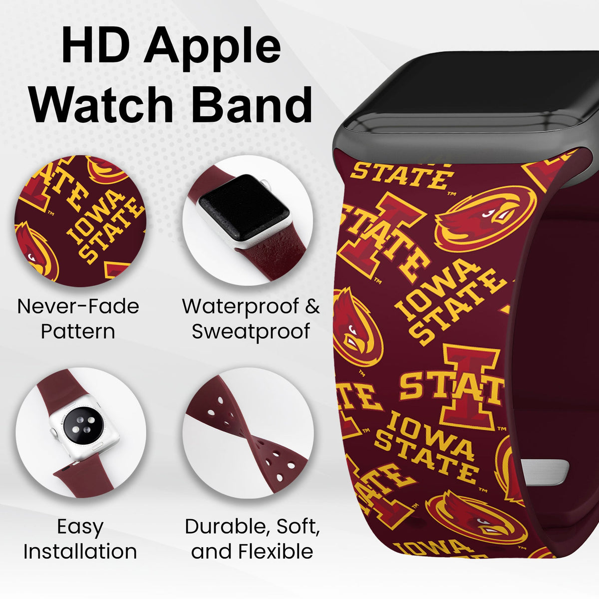 Iowa State Cyclones HD Apple Watch Band