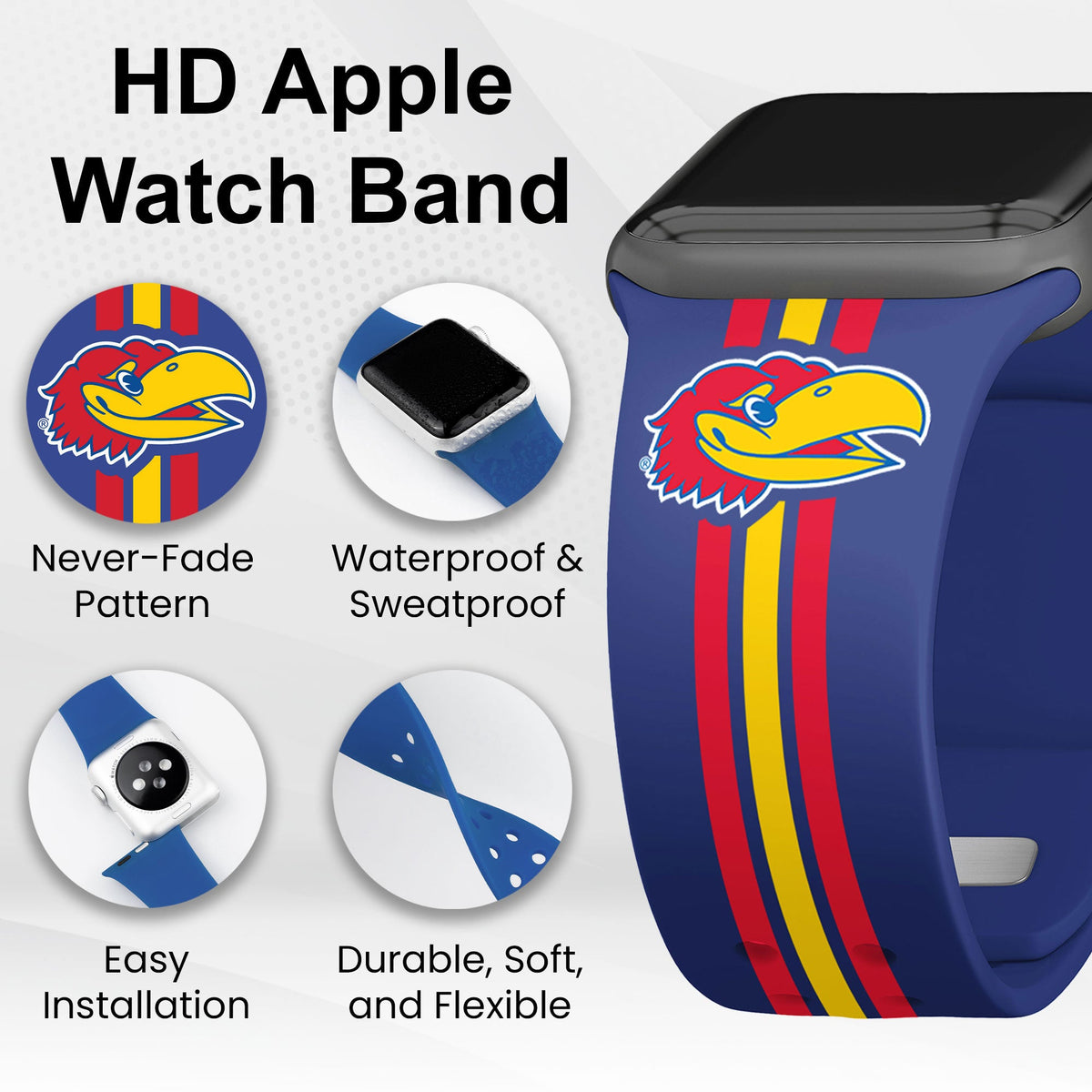 Kansas Jayhawks HD Apple Watch Band