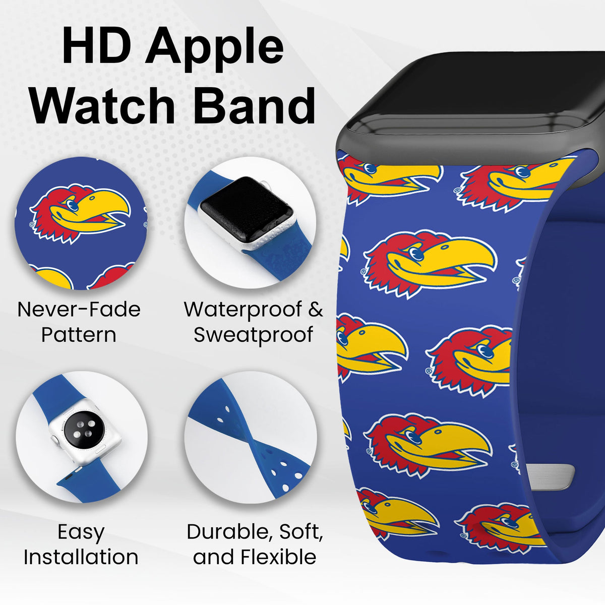 Kansas Jayhawks HD Apple Watch Band