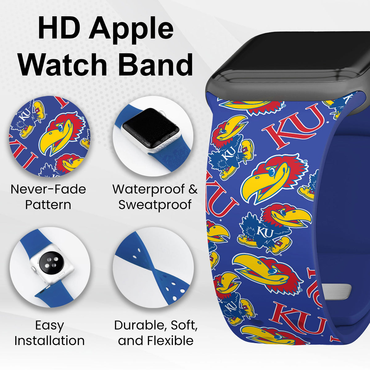 Kansas Jayhawks HD Apple Watch Band