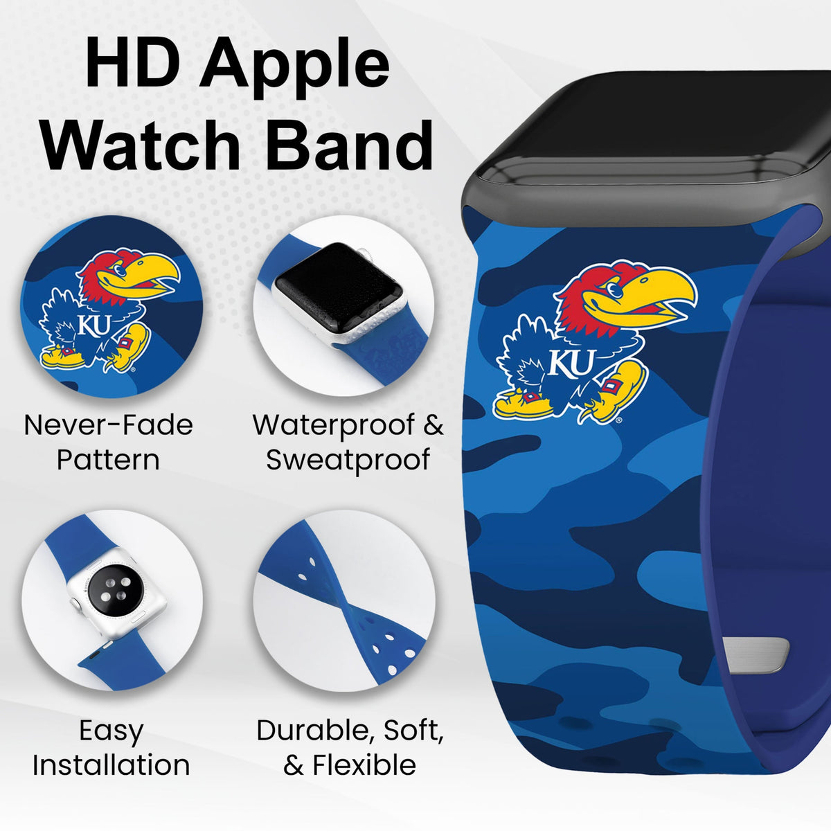 Kansas Jayhawks HD Apple Watch Band