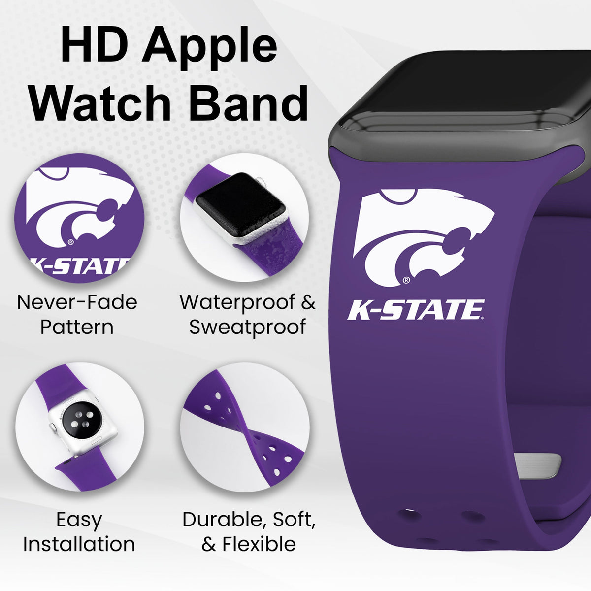 Kansas State Wildcats HD Apple Watch Band