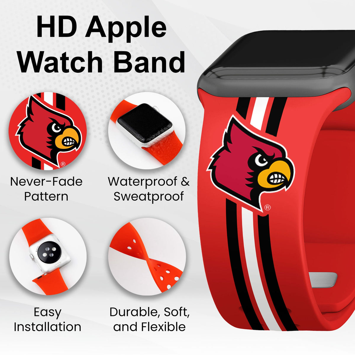 Louisville Cardinals HD Apple Watch Band
