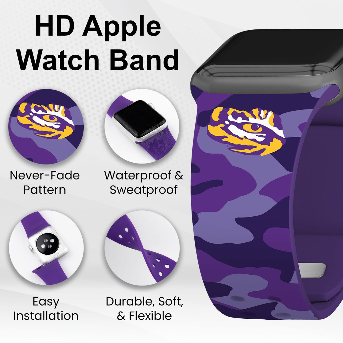 LSU Tigers HD Apple Watch Band