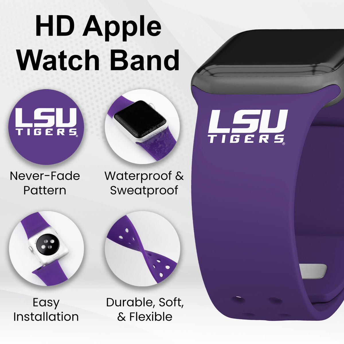 LSU Tigers HD Apple Watch Band