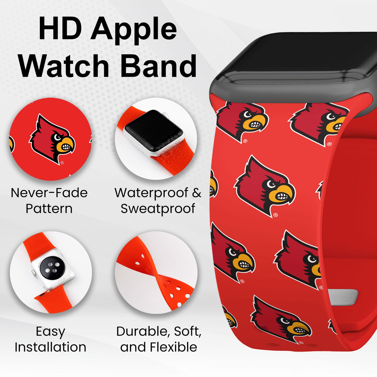 Louisville Cardinals HD Apple Watch Band