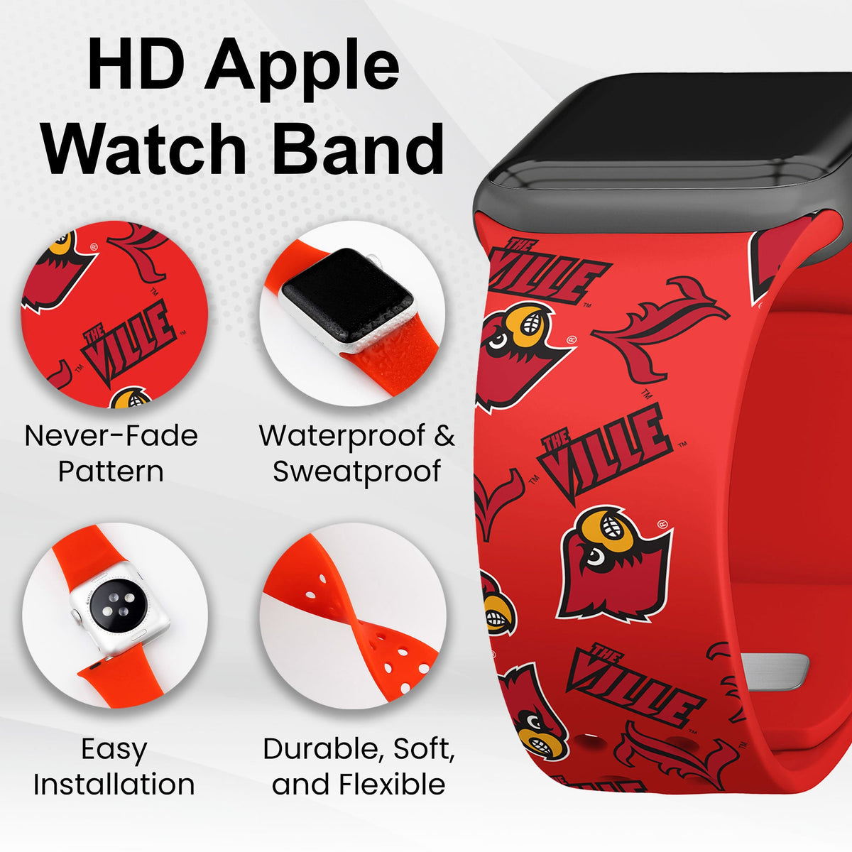 Louisville Cardinals HD Apple Watch Band