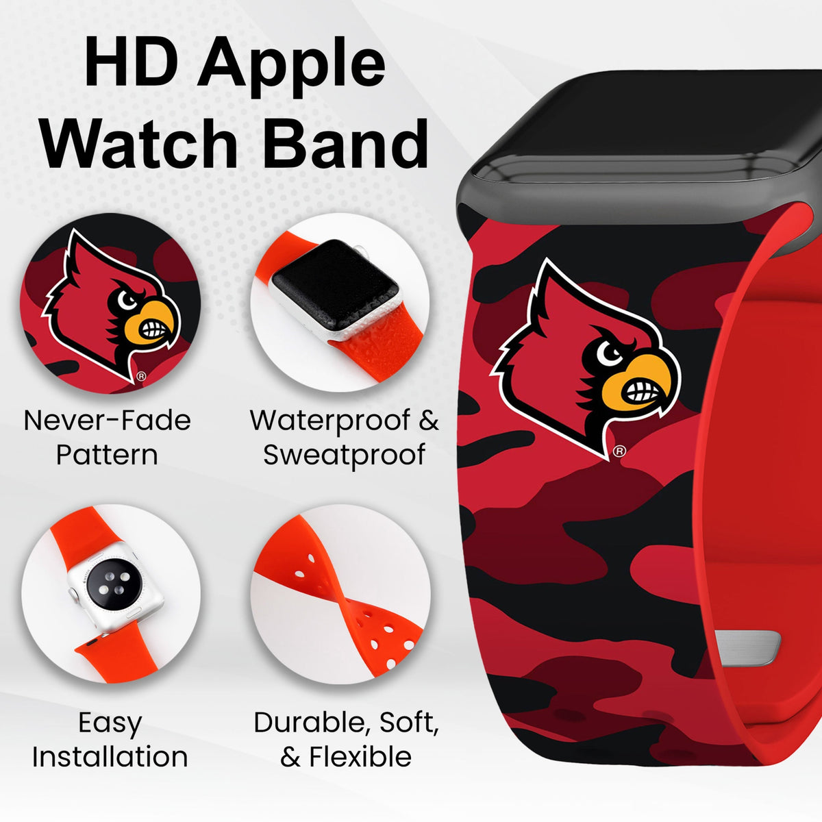 Louisville Cardinals HD Apple Watch Band