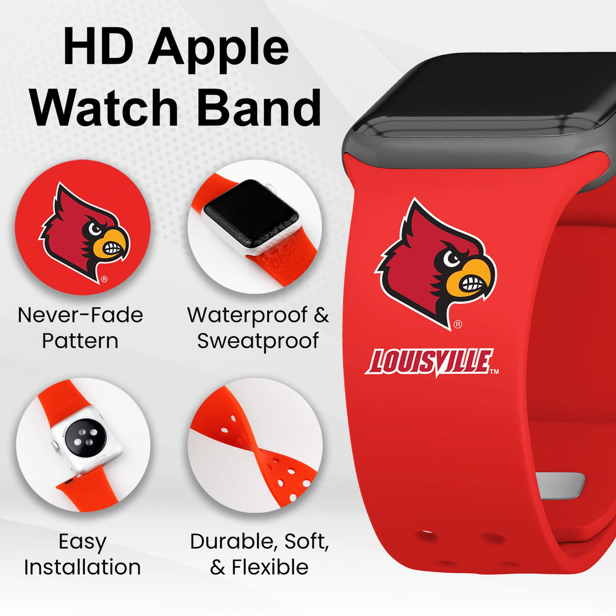 Louisville Cardinals HD Apple Watch Band