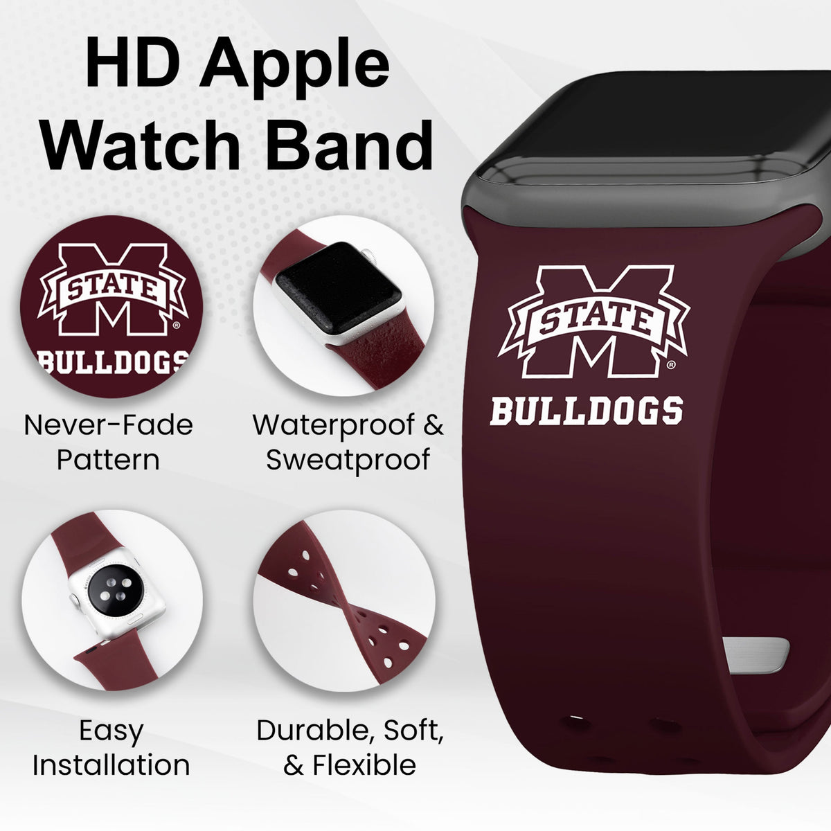 Mississippi State Bulldogs HD Apple Watch Band