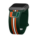 Miami Hurricanes HD Apple Watch Band - Arleathercraft Stripes / 38/40/41mm(42mm Series 10) / Short