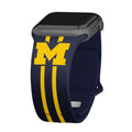 Michigan Wolverines HD Apple Watch Band - Arleathercraft Stripes / 38/40/41mm(42mm Series 10) / Short