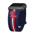 Mississippi Ole Miss HD Apple Watch Band - Arleathercraft Stripes / 38/40/41mm(42mm Series 10) / Short