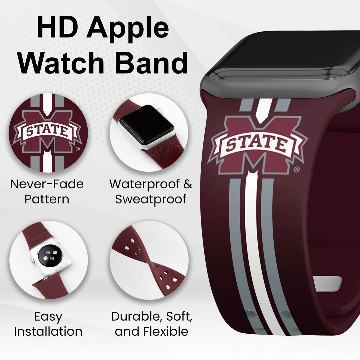 Mississippi State Bulldogs HD Apple Watch Band