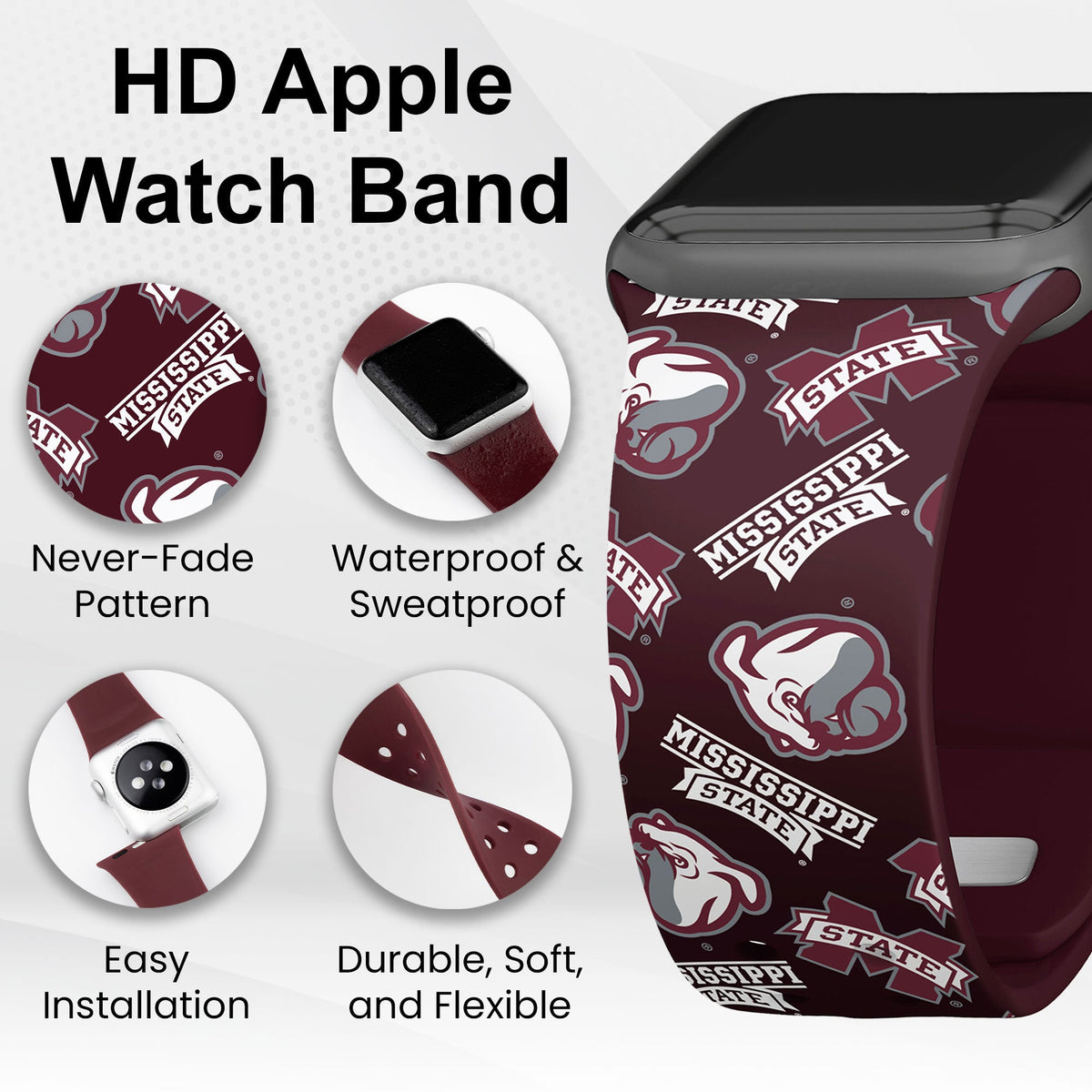 Mississippi State Bulldogs HD Apple Watch Band