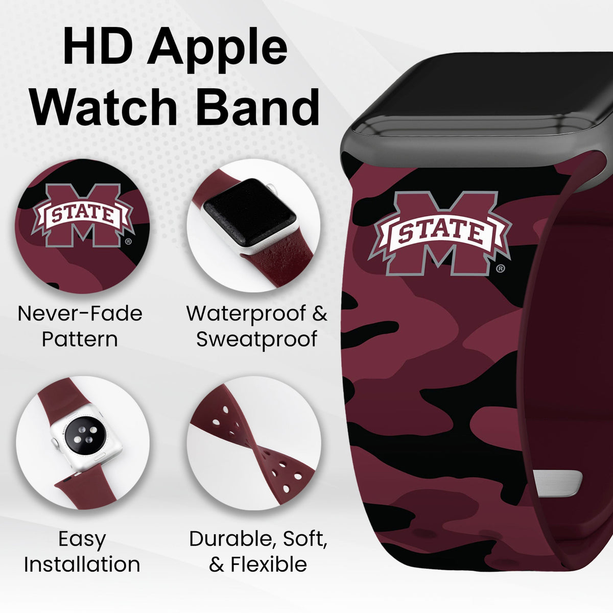 Mississippi State Bulldogs HD Apple Watch Band