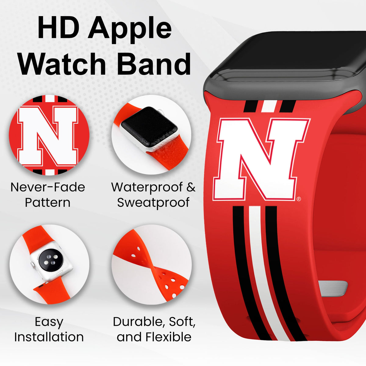 Nebraska Huskers HD Apple Watch Band