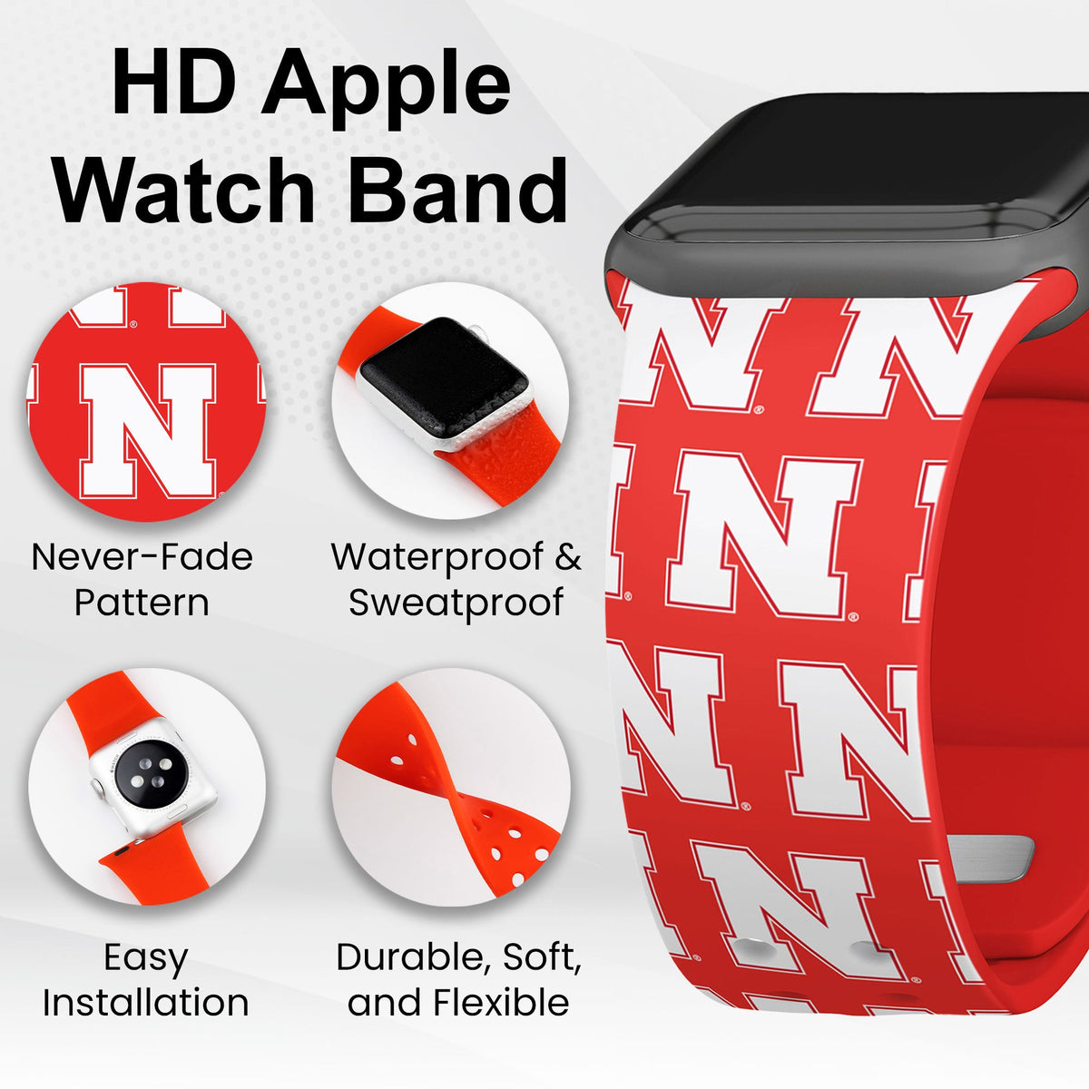 Nebraska Huskers HD Apple Watch Band