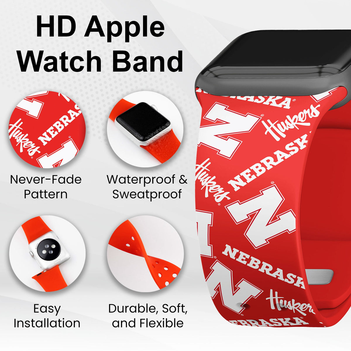 Nebraska Huskers HD Apple Watch Band