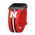 Nebraska Huskers HD Apple Watch Band - Arleathercraft Stripes / 38/40/41mm(42mm Series 10) / Short