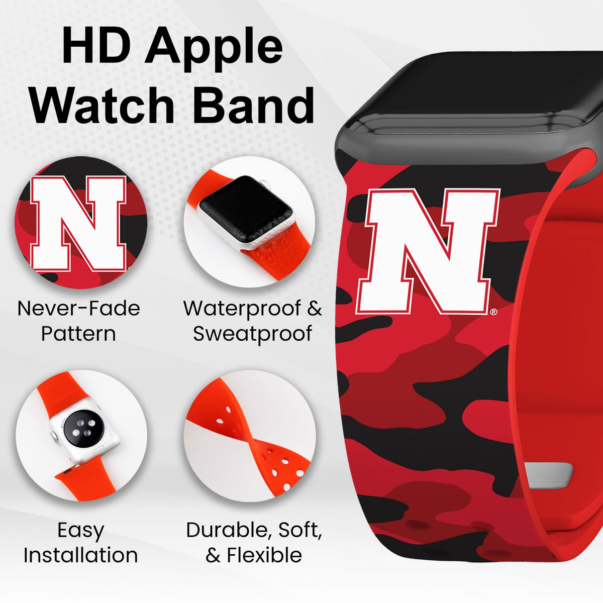Nebraska Huskers HD Apple Watch Band