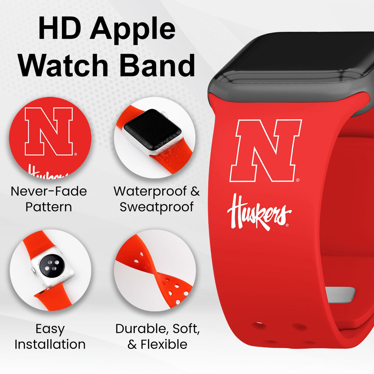 Nebraska Huskers HD Apple Watch Band