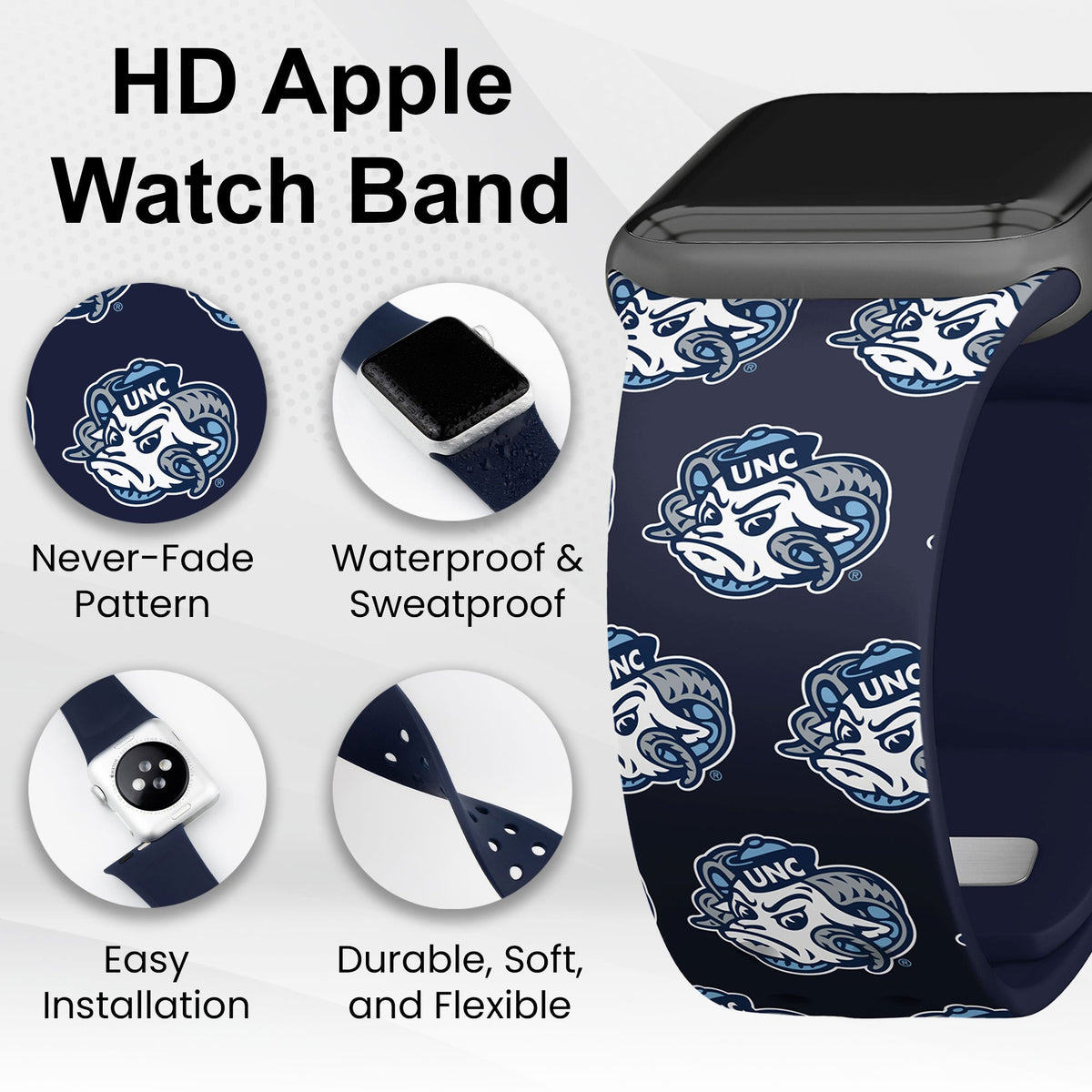 North Carolina Tar Heels HD Apple Watch Band