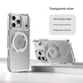 Suitable for Apple Iphone 14/15/16/17 Plus/Air/Pro/Max Magnetic Gear Holder Phone Case - Arleathercraft Transparent Silver / 14