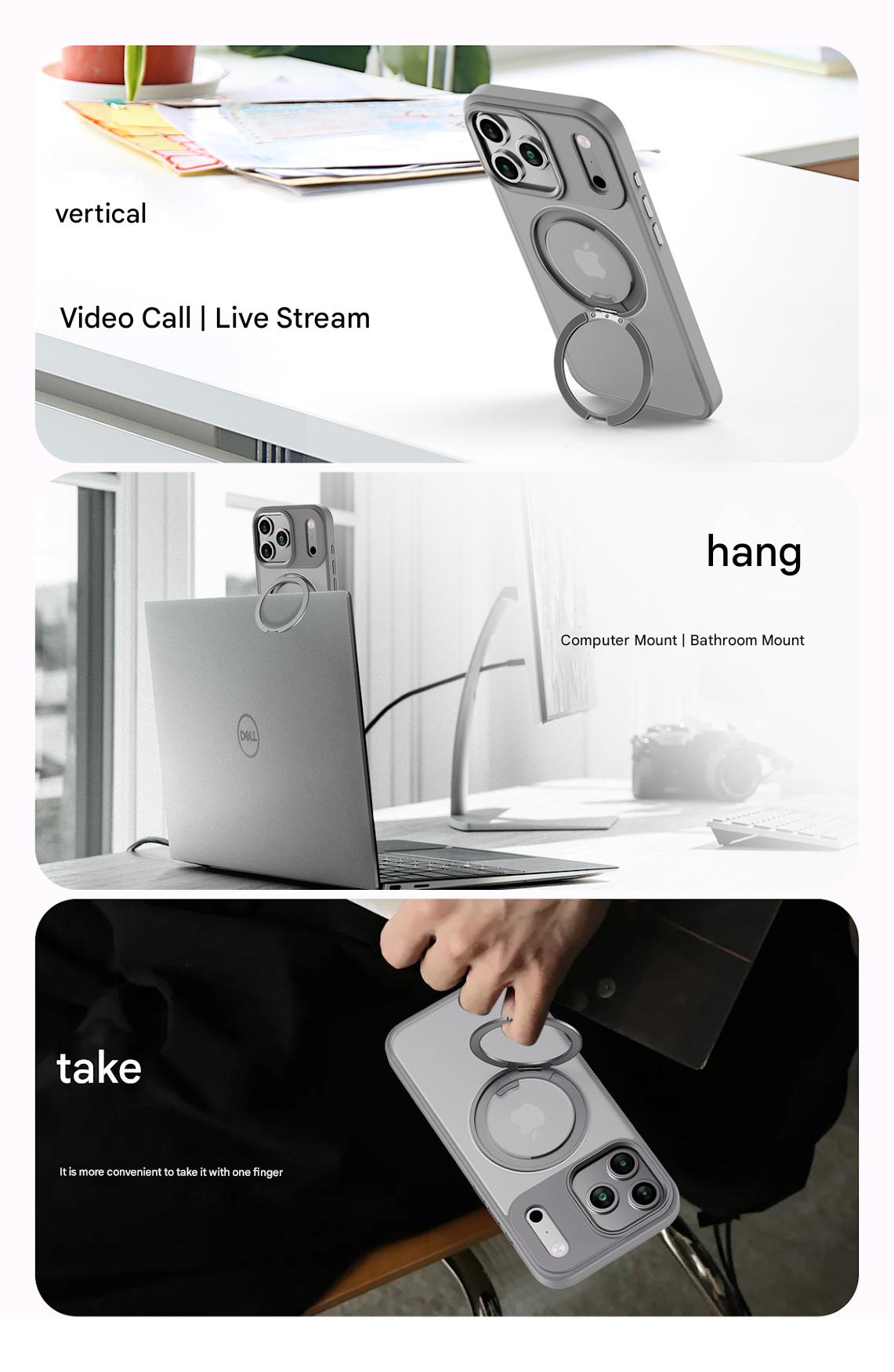 Suitable for Apple 14/15/16/17 Plus/Air/Pro/Max Magnetic Gear Holder Phone Case