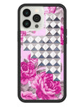 Pink Floral Stud iPhone Case - Arleathercraft iPhone 13 Pro Max