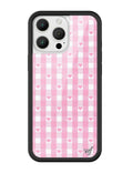 Gingham Hearts | Pink iPhone Case - Arleathercraft iPhone 16 Pro Max