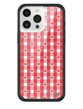 Gingham Hearts | Red iPhone Case - Arleathercraft iPhone 15 Pro Max